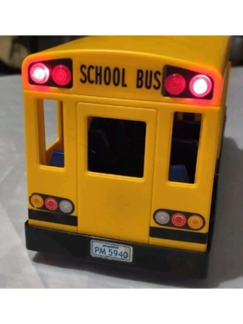 2011 PLAYMOBIL Yellow School Bus w/ Flashing Lights Vehicle Tested No Stop Sign